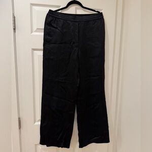 COS STRAIGHT-LEG CRINKLED-SATIN PANTS BLACK